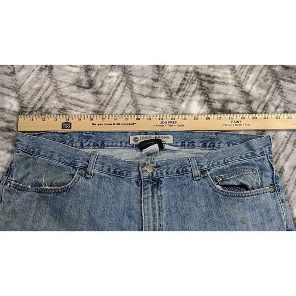 Harley Davidson Jeans Men's 42 X 29 Relaxed Straight Loose Denim Distressed - Picture 3 of 16